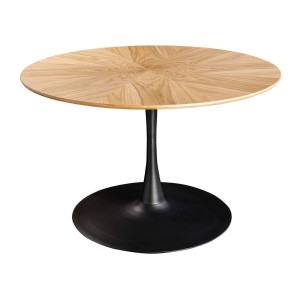 Table de salle à manger SOREN – Placage chêne et métal – 120 cm – Ronde – Style moderne