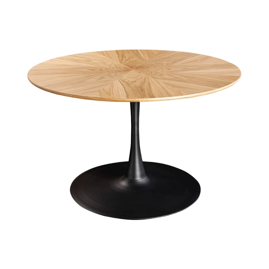 Table de salle à manger SOREN – Placage chêne et métal – 120 cm – Ronde – Style moderne