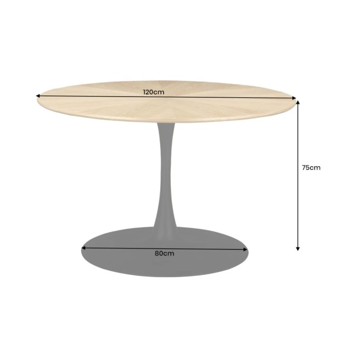 Tavolo da pranzo SOREN – Impiallacciatura di quercia e metallo – 120 cm – Rotondo – Stile moderno