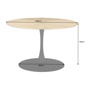 Table SOREN ronde 120cm pied original et plateau à motif dimensions