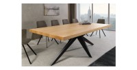Table de salle à manger AZMA – Placage chêne et métal – 200 cm – Style moderne