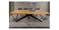 Table de salle à manger AZMA – Placage chêne et métal – 200 cm – Style moderne