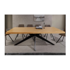 Table de salle à manger AZMA – Placage chêne et métal – 200 cm – Style moderne