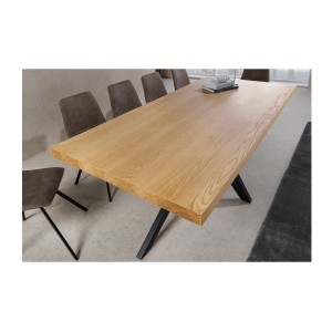 Table de salle à manger AZMA – Placage chêne et métal – 200 cm – Style moderne