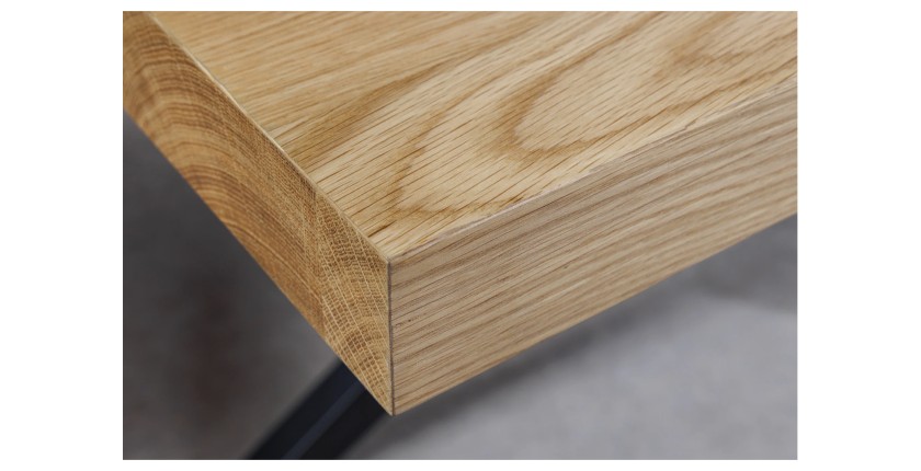 Table de salle à manger AZMA – Placage chêne et métal – 200 cm – Style moderne