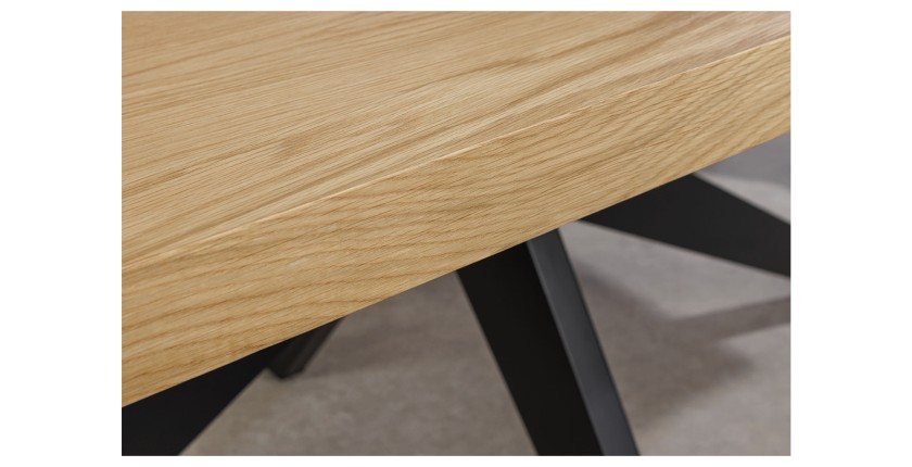 Table de salle à manger AZMA – Placage chêne et métal – 200 cm – Style moderne