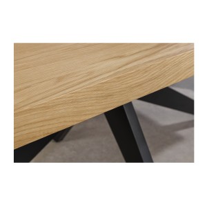 Table de salle à manger AZMA – Placage chêne et métal – 200 cm – Style moderne