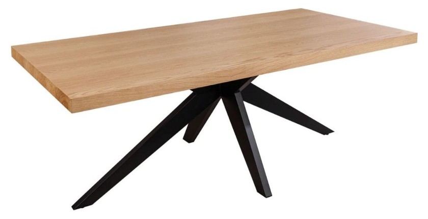Table de salle à manger AZMA – Placage chêne et métal – 200 cm – Style moderne
