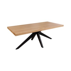 Table de salle à manger AZMA – Placage chêne et métal – 200 cm – Style moderne
