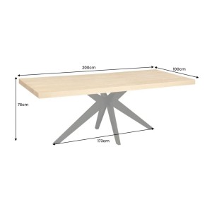 Table de salle à manger AZMA – Placage chêne et métal – 200 cm – Style moderne