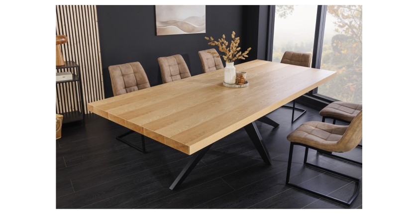 Table de salle à manger AZMA – Placage chêne et métal – 240 cm – Style moderne