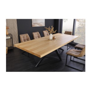 Table de salle à manger AZMA – Placage chêne et métal – 240 cm – Style moderne