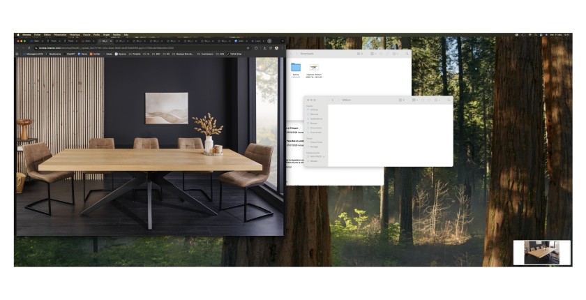 Table de salle à manger AZMA – Placage chêne et métal – 240 cm – Style moderne