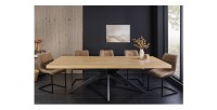 Table de salle à manger AZMA – Placage chêne et métal – 240 cm – Style moderne
