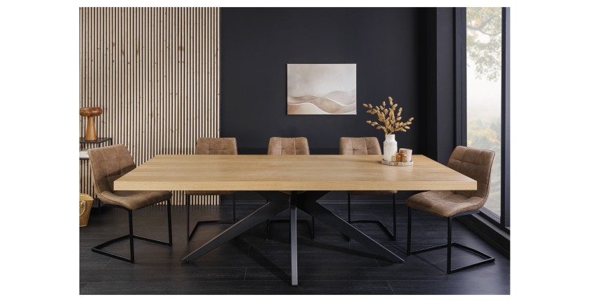 Table de salle à manger AZMA – Placage chêne et métal – 240 cm – Style moderne