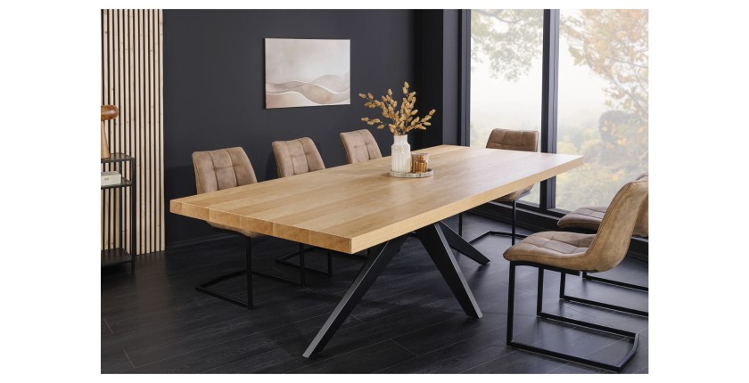 Table de salle à manger AZMA – Placage chêne et métal – 240 cm – Style moderne