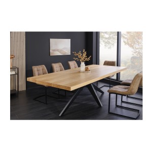 Table de salle à manger AZMA – Placage chêne et métal – 240 cm – Style moderne