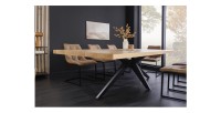 Table de salle à manger AZMA – Placage chêne et métal – 240 cm – Style moderne