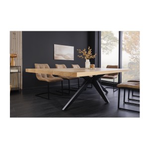 Table de salle à manger AZMA – Placage chêne et métal – 240 cm – Style moderne