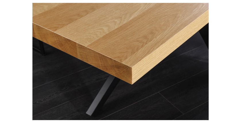 Table de salle à manger AZMA – Placage chêne et métal – 240 cm – Style moderne