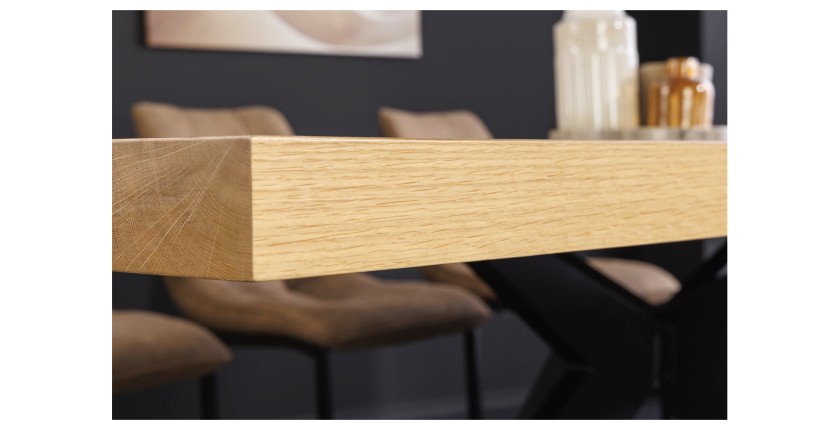 Table de salle à manger AZMA – Placage chêne et métal – 240 cm – Style moderne