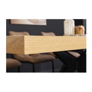 Table de salle à manger AZMA – Placage chêne et métal – 240 cm – Style moderne
