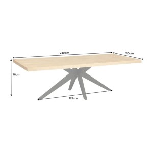 Table de salle à manger AZMA – Placage chêne et métal – 240 cm – Style moderne