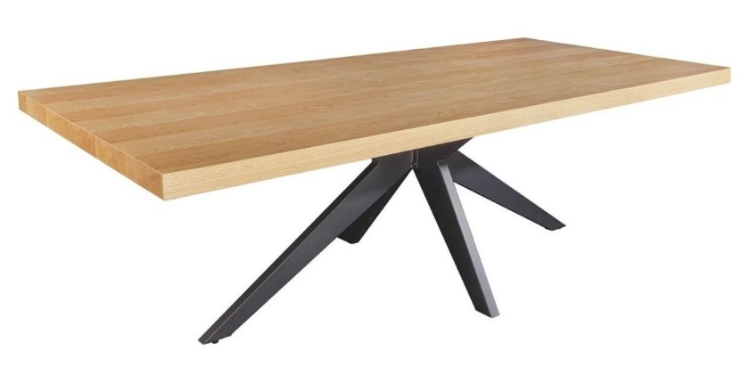 Table de salle à manger AZMA – Placage chêne et métal – 240 cm – Style moderne