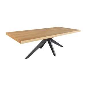 Table de salle à manger AZMA – Placage chêne et métal – 240 cm – Style moderne