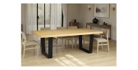 Table de salle à manger AZMA – Placage chêne et métal – 210 cm – Style moderne