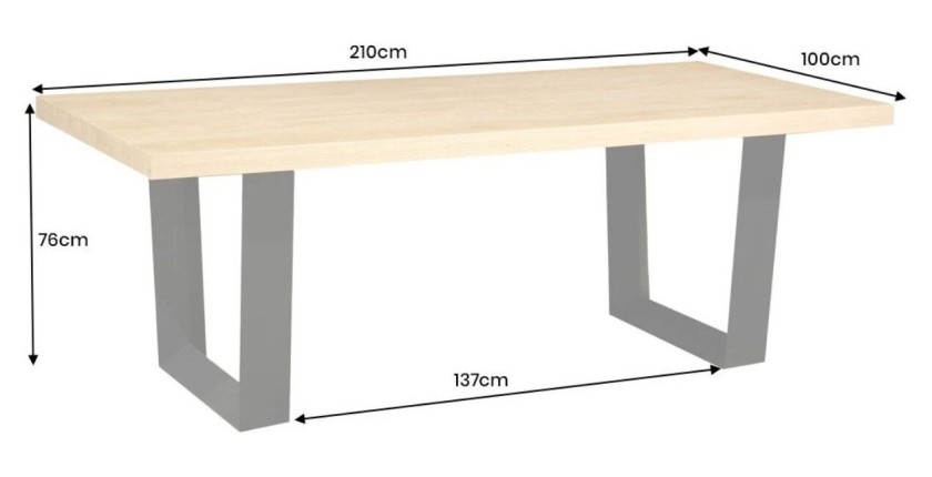 Table de salle à manger AZMA – Placage chêne et métal – 210 cm – Style moderne