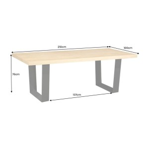 Table de salle à manger AZMA – Placage chêne et métal – 210 cm – Style moderne