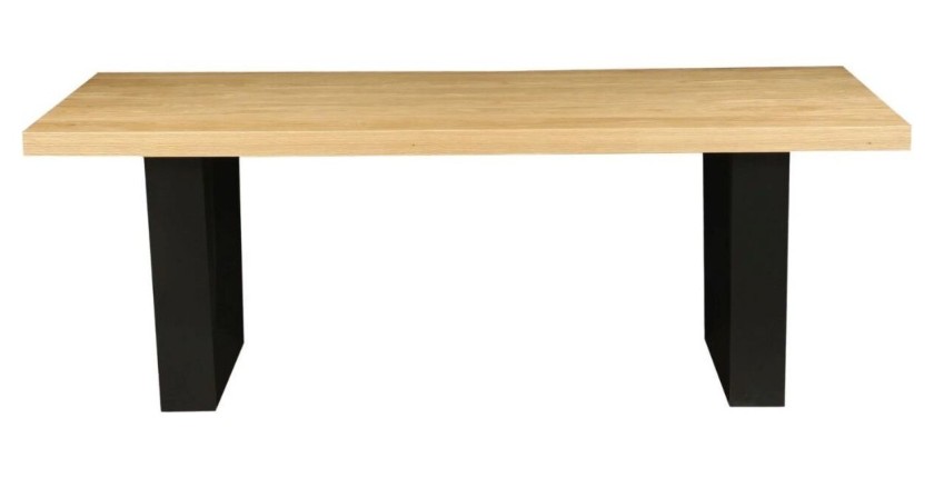Table de salle à manger AZMA – Placage chêne et métal – 210 cm – Style moderne