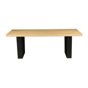 Table de salle à manger AZMA – Placage chêne et métal – 210 cm – Style moderne