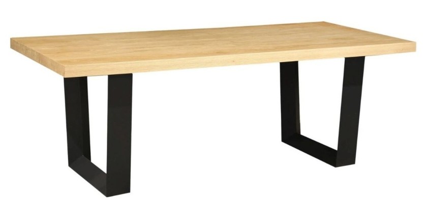 Table de salle à manger AZMA – Placage chêne et métal – 210 cm – Style moderne