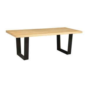 Table de salle à manger AZMA – Placage chêne et métal – 210 cm – Style moderne