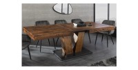 Table de salle à manger TONDAL – Bois de pin, MDF et métal – 160-200 cm – Extensible