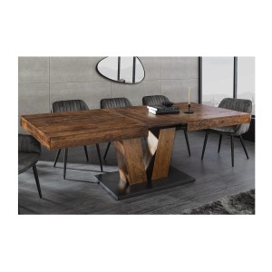 Table de salle à manger TONDAL – Bois de pin, MDF et métal – 160-200 cm – Extensible