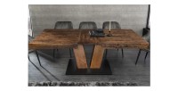 Table de salle à manger TONDAL – Bois de pin, MDF et métal – 160-200 cm – Extensible