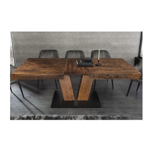 Table de salle à manger TONDAL – Bois de pin, MDF et métal – 160-200 cm – Extensible