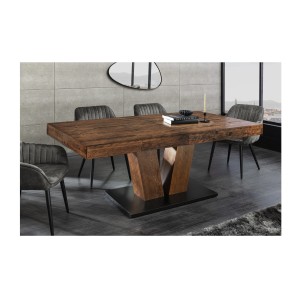 Table de salle à manger TONDAL – Bois de pin, MDF et métal – 160-200 cm – Extensible