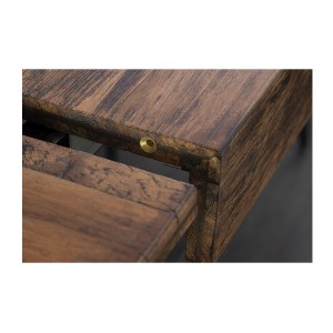 Table de salle à manger TONDAL – Bois de pin, MDF et métal – 160-200 cm – Extensible