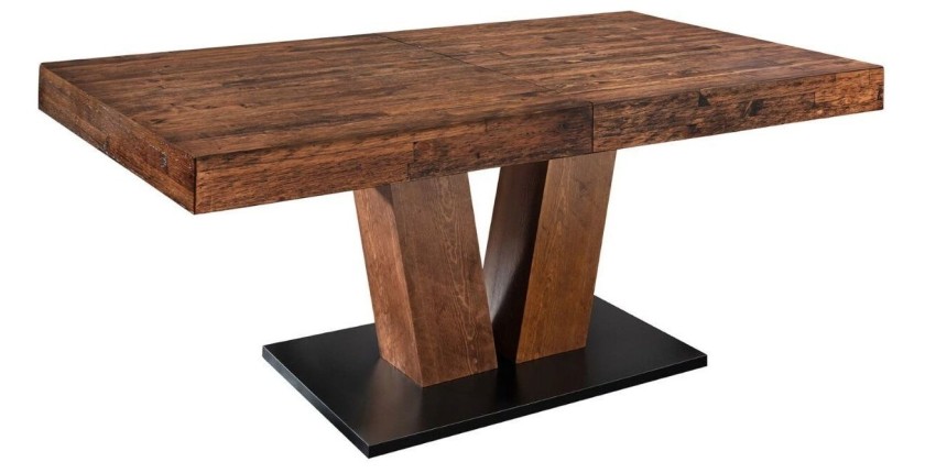 Table de salle à manger TONDAL – Bois de pin, MDF et métal – 160-200 cm – Extensible