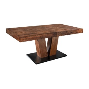 Table de salle à manger TONDAL – Bois de pin, MDF et métal – 160-200 cm – Extensible