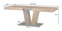 Table de salle à manger TONDAL – Bois de pin, MDF et métal – 160-200 cm – Extensible