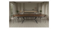 Table de salle à manger GRANI – Placage noyer et métal – 180-270 cm – Extensible