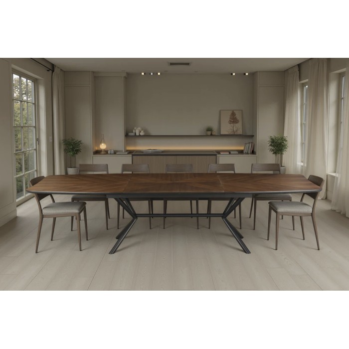 Table GRANI en noyer foncé vu de face
