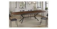 Table de salle à manger GRANI – Placage noyer et métal – 180-270 cm – Extensible
