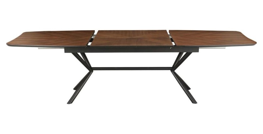 Table GRANI en noyer foncé vu avec le système d'extension