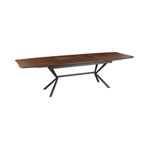 Table de salle à manger GRANI – Placage noyer et métal – 180-270 cm – Extensible
